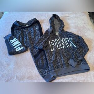 Victoria's Secret Women’s Size XS Leopard Print Hoodie - Black and Gray